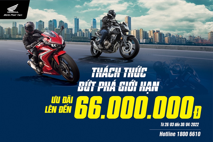 Chương trình Thách Thức Bức Phá Giới Hạn - Ưu Đãi Đến 66.000.000đ tại Honda Moto Phát Tiến