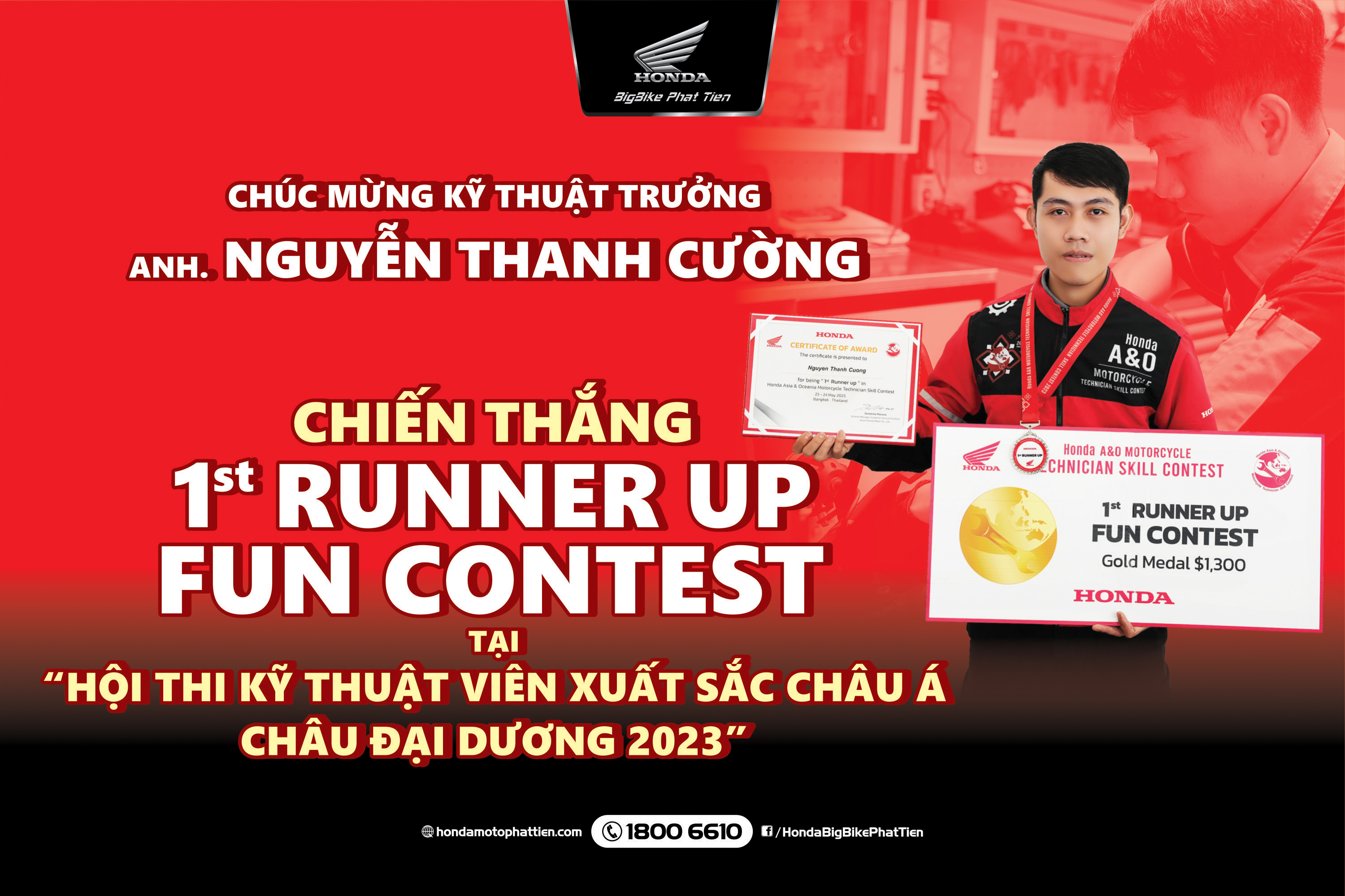 KTV Nguyễn Thanh Cường - Chiến Thắng “1st Runner Up” tại “Hội thi Kỹ thuật viên xuất sắc Châu Á - Châu Đại Dương 2023”
